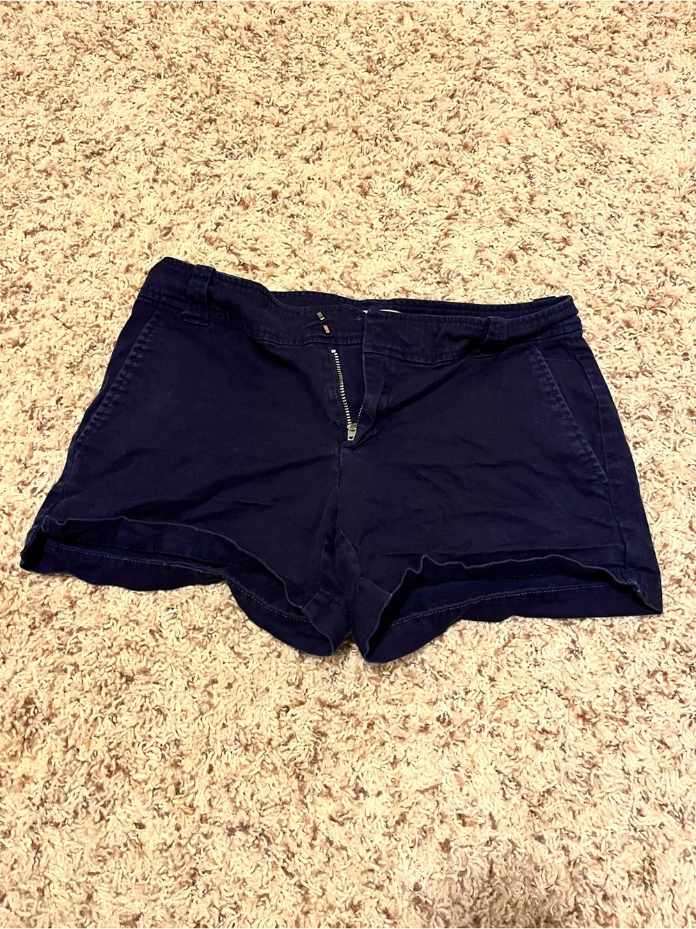 New York & Company Navy High-Waist Zip-Front Shorts